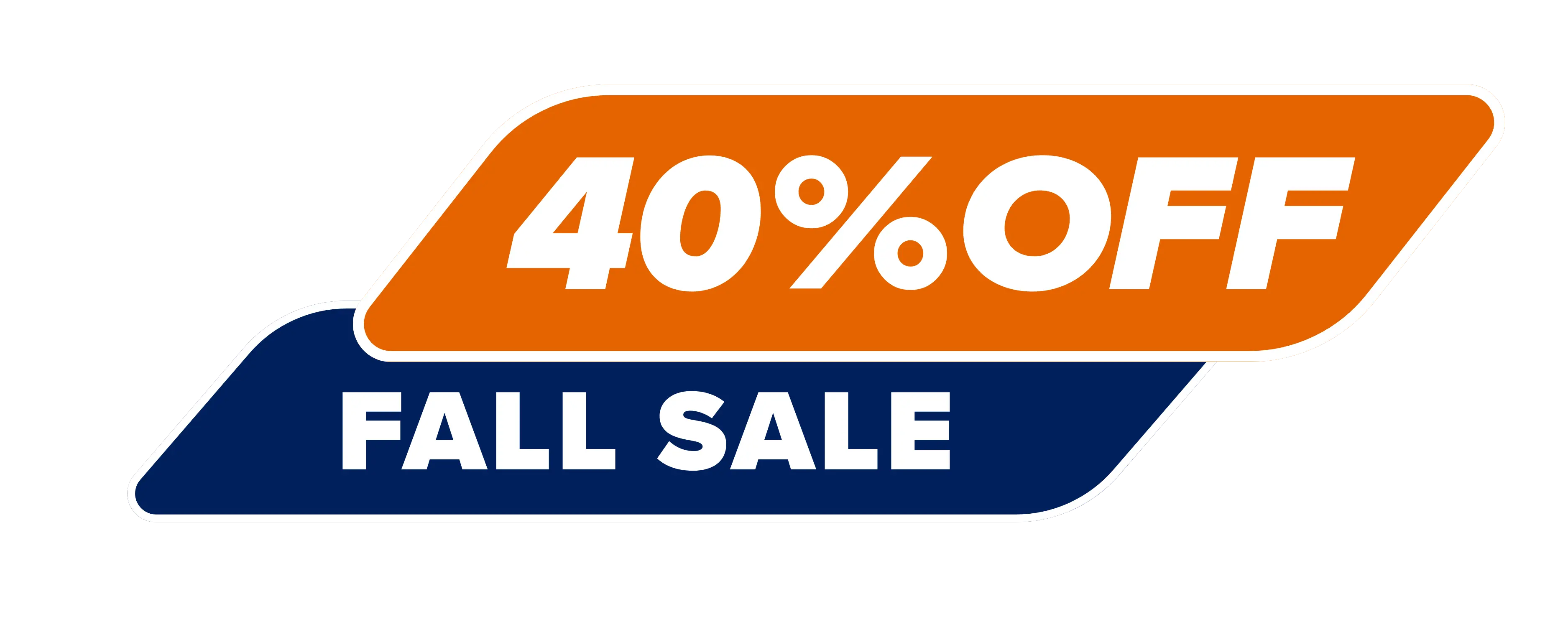 40% off fall sale banner with orange and blue design