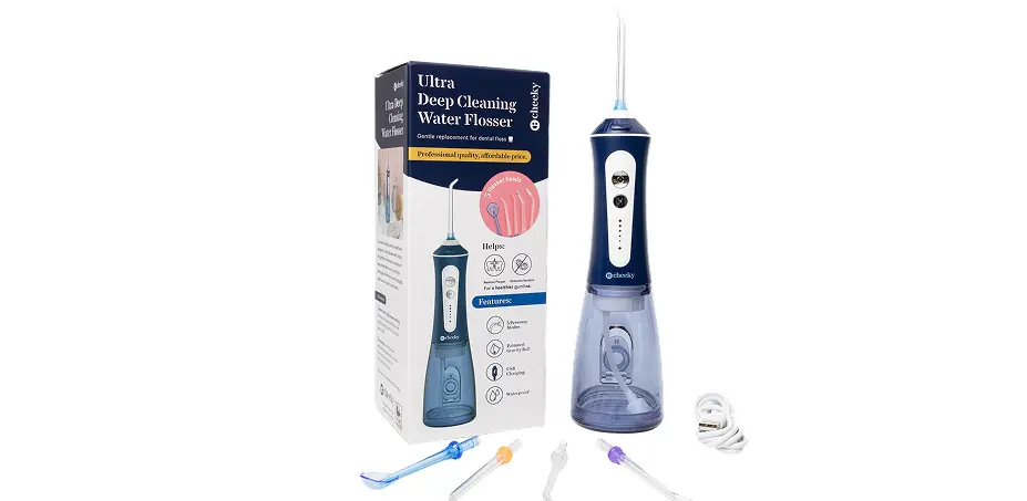 Water flosser with packaging on a white background